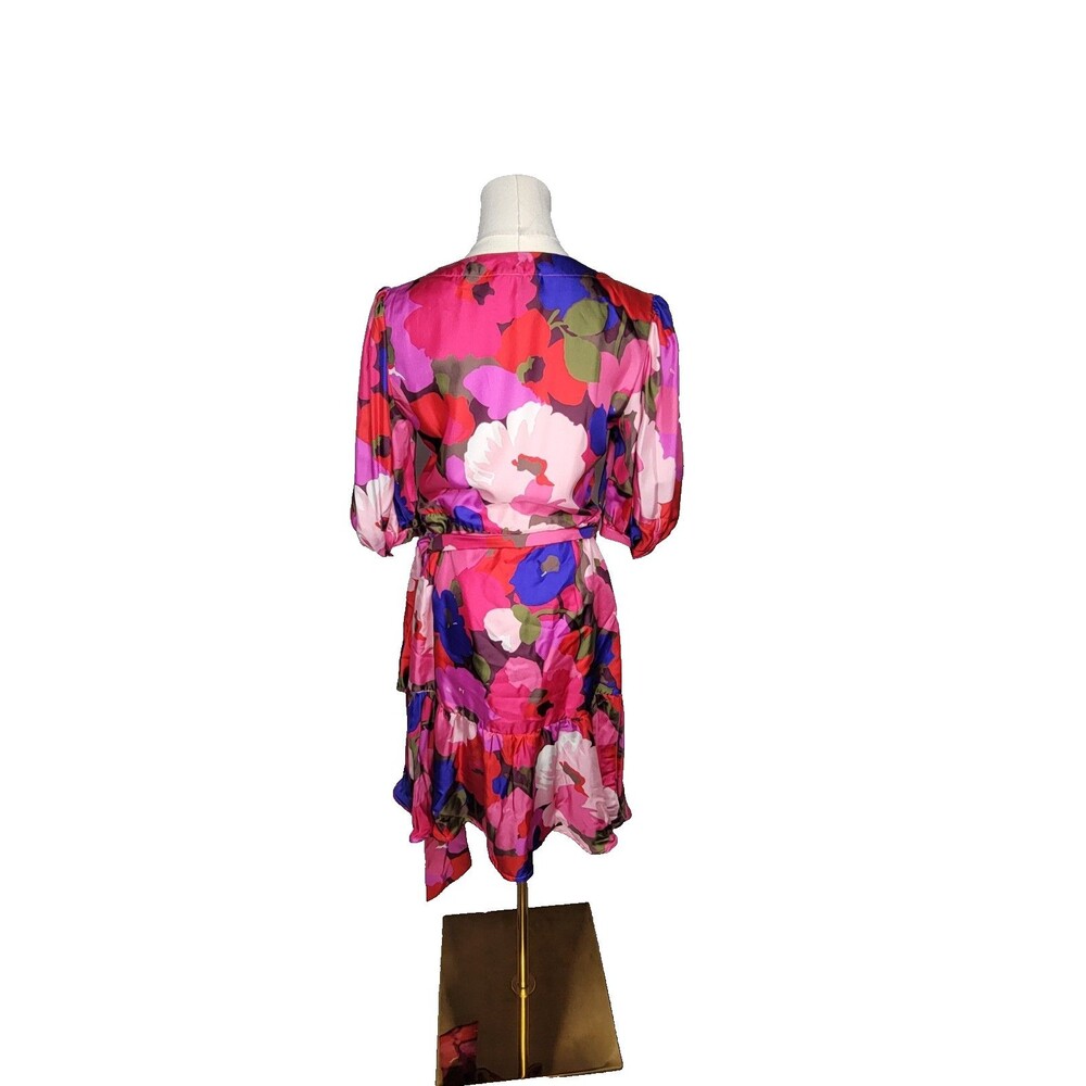 Sara Roka Italy Eldera 57 Silk Dress Size IT 42 True Wrap Peony Mini US S/M - Picture 2 of 14
